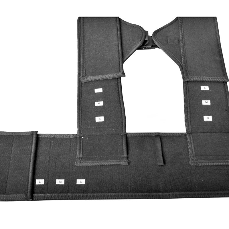 The Body Shelf carrying harness shown in full, with shoulder straps, waist belt and integrated load shelf